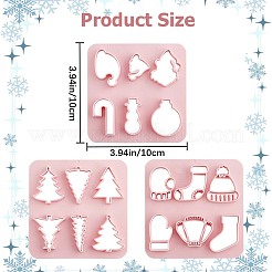 3個 3スタイル ABSプラスチック粘土カッター  クレイモデリングツール  クリスマスツリー/靴下/帽子  混合模様  10x10x1cm  内径：1.5~3.45x2.45~3.5のCM  1個/スタイル&nbsp;TOOL-GF0003-34