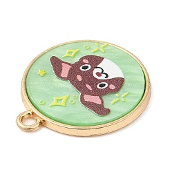 合金ペンダント  アクリルと  カドミウムフリー＆ニッケルフリー＆鉛フリー  フラットラウンド  犬  23x20x2mm  穴：1.8mm&nbsp;FIND-C037-15G-12
