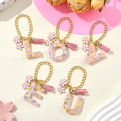 Flower Alloy Enamel & Resin Letter Cup Charms&nbsp;HJEW-YW00073-01