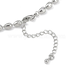 Rack Plating Brass Textured Teardrop Link Chain Necklaces for Women&nbsp;NJEW-K382-08P
