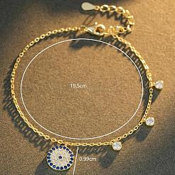925 Sterling Silver Micro Pave Cubic Zirconia Blue Evil Eye Charm Bracelets for Men Women&nbsp;SG3284-2