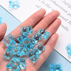 透明なアクリルパーツ  多面カット  クマ  ディープスカイブルー  19.5x13.5x10.5mm  穴：1.5mm  約400個/500g&nbsp;TACR-S151-01B-755