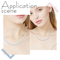 3連売りラウンドオパライトビーズ連売り  グレードAA  ホワイト  8mm  穴：1mm  約50個/連  15インチ&nbsp;GLAA-DC0001-10