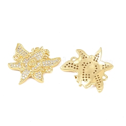 Brass Micro Pave Cubic Zirconia Flower Connector Charm&nbsp;KK-F931-09G