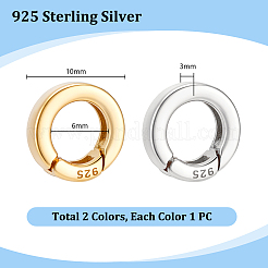 2Pcs 2 Colors 925 Sterling Silver Spring Gate Rings with 925 Stamp&nbsp;STER-PH0004-27C