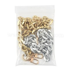 アクリル製リンクバッグアジャスターチェーン2個  合金製スプリングゲートリングと合金製スイベルクラスプ付き  プラチナ·ゴールデン  505mm&nbsp;HJEW-FS00091-01