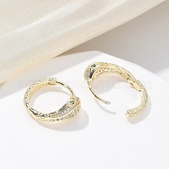 真鍮クリアキュービックジルコニアフープピアス  ヘビ  18KGP本金メッキ  15x15x6mm&nbsp;EJEW-Q014-20G