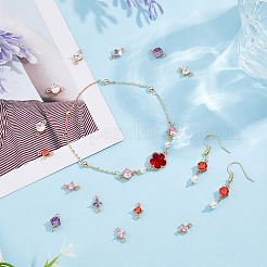 16Pcs 8 Styles Transparent Glass Connector Charms&nbsp;GLAA-HY0001-14