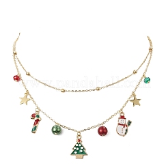 Brass Satellite Chains Double Layer Necklace&nbsp;NJEW-TA00072