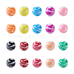 80Pcs 10 Colors Opaque Striped Acrylic Beads&nbsp;SACR-BT0001-02