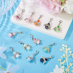 20Pcs 10 Colors Alloy & Glass Pendant Decorations&nbsp;PALLOY-TAC0211