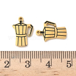 304ステンレススチールエナメルペンダント  コーヒーメーカー  イオンプレーティング（ip）  18KGP本金メッキ  15x11x2mm  穴：1.2mm&nbsp;X-STAS-I351-02G