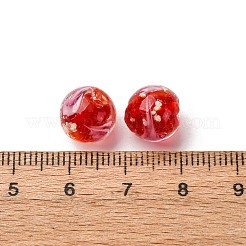光る手作りの金砂ランプワークビーズ連売り  バラの丸  暗闇で光る  レッド  9~11mm  穴：1.2~1.5mm  約40~41個/連  14.80''~15.31''（37.6~38.9センチメートル）&nbsp;LAMP-B028-03K-10mm