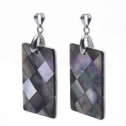 Single-Sided Natural Black Lip Shell and White Shell Pendants&nbsp;SSHEL-N034-32B