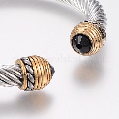 304 Stainless Steel Cuff Bangles Torque Bangles&nbsp;BJEW-H570-10GP