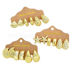 9 Pairs CCB Plastic Textured Stud Earrings&nbsp;FS-WGE96FE-01