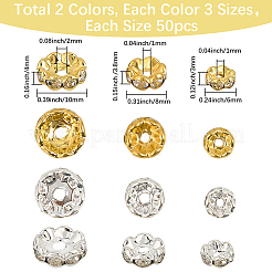300Pcs 6 Styles Brass Rhinestone Spacer Beads&nbsp;RB-PA0001-02