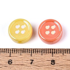 不透明なアクリルビーズ  ボタン  エナメル  ミックスカラー  12x5mm  穴：2.2mm  5個/セット&nbsp;OACR-N156-06