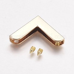 亜鉛合金袋のコーナープロテクター  ネジ付き  ライトゴールド  22.7x22.7x5.5mm  穴：2.5mm&nbsp;X-PALLOY-WH0008-01KCG