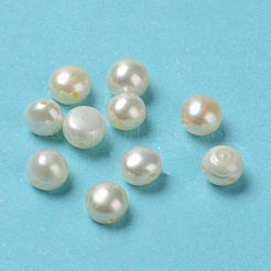 天然養殖淡水パールビーズ連売り  ポテト  小麦  5.5x5mm  穴：0.8mm&nbsp;PEAR-P005-05A-01