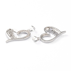 Brass Micro Pave Clear Cubic Zirconia Pendants&nbsp;ZIRC-J039-02P