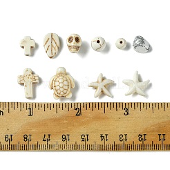 合成ターコイズビーズ  混合形状  ホワイト  4~18x6~14.8x2~10mm  穴：0.6~1.5mm&nbsp;DIY-FS0005-92