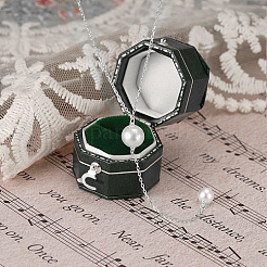 201ステンレススチールアズキチェーンラリアットネックレス  プラスチックパールビーズ付き  銀  16.54インチ（42cm）&nbsp;PE9205-2