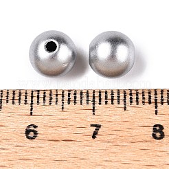 マットタイプスプレープリントアクリルビーズ  ラウンド  銀  8x7.5mm  穴：1.8mm  約1840個/500g&nbsp;ACRP-S669-8mm-01-1