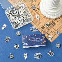 50Pcs 5 Styles Tibetan Style Zinc Alloy Pendant Rhinestone Settings&nbsp;FIND-SC0019-10