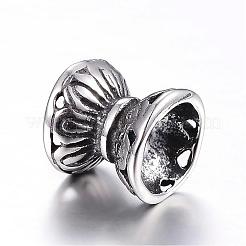316サージカルステンレスビーズ  大穴ビーズ  アンティークシルバー  7x7mm  穴：1.6mm&nbsp;STAS-G106-21AS