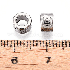 304ステンレススチールビーズ  コラム  変色防止  ステンレス鋼色  6x4mm  穴：3.5mm&nbsp;STAS-V009-09P