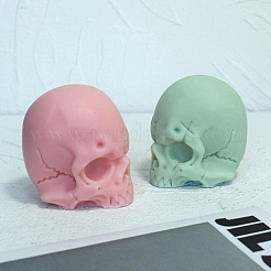 ハロウィーンの頭蓋骨 DIY 食品グレードのシリコンキャンドル型  アロマセラピーキャンドル型  香りのキャンドル作り型  ホワイト  8.1x6.9x8.7cm&nbsp;PW-WG53501-01