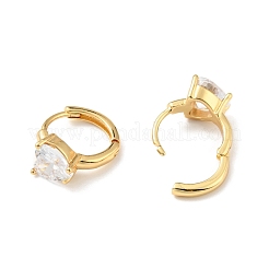 Clear Cubic Zirconia Heart Hoop Earrings&nbsp;EJEW-C028-09G