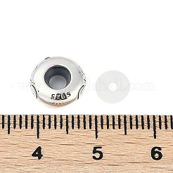 スターリングシルバーのカラフルなキュービックジルコニアのヨーロッパビーズ925個  ロンデルビーズ  牡羊座  9.5x3.5mm  穴：4.5mm&nbsp;STER-R005-01AS-01