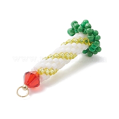 Glass Seed Beaded Christmas Candle Pendants&nbsp;PALLOY-MZ01003-03