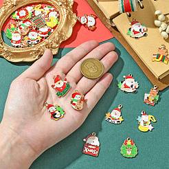 30個 15スタイル クリスマス音楽テーマ 合金エナメルペンダント  ライトゴールド  混合図形  19~27x14.5~24x1~1.5mm  穴：1.6~1.8mm  2個/スタイル&nbsp;FIND-CJ0002-53