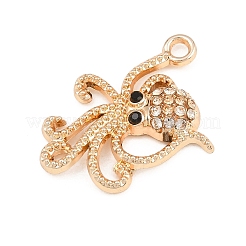 合金ラインストーンペンダント  ライトゴールド  タコチャーム  26.5x17.5x4.5mm  穴：2mm&nbsp;RB-CBA332B-05A