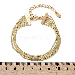 304ステンレススチール製スネークチェーンマルチ連ブレスレット女性用  18KGP本金メッキ  6-7/8インチ（17.5cm）&nbsp;BJEW-Z095-01B-G