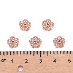 5 -petal真鍮マイクロクリアキュービックジルコニアビーズキャップ  カドミウムフリー＆ニッケルフリー＆鉛フリー  ローズゴールド本金メッキ  9x9x3mm  穴：1.5mm&nbsp;ZIRC-P001-31RG