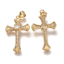 Brass Micro Pave  Clear Cubic Zirconia Pendants&nbsp;ZIRC-O038-02G