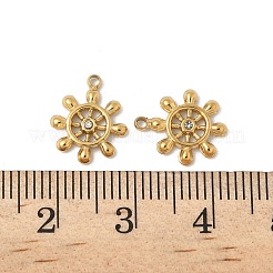 304ステンレススチールラインストーンペンダントイオンプレーティング（IP）  舵  18KGP本金メッキ  12x10x1.5mm  穴：1.2mm&nbsp;STAS-V015-21G
