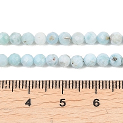 天然石ラリマービーズ連売り  ラウンド  グレードAA  多面カット  4~4.5mm  穴：0.6mm  約98個/連  15.59''（39.6センチメートル）&nbsp;G-B175-D08-4mm
