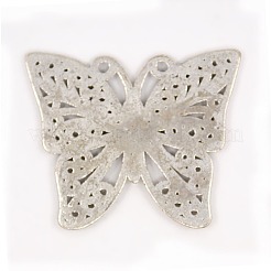 合金ペンダント  カドミウムフリー＆鉛フリー  蝶  アンティークシルバー  34x39.5x2mm  穴：2mm&nbsp;PALLOY-DA11-3745-AS-LF