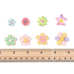 半透明と不透明の樹脂カボション100個、8つのスタイル  花  ミックスカラー  15~27x15~24x4.5~8.5mm&nbsp;RESI-FS0002-32