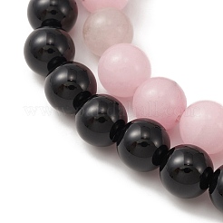 2Pcs 2 Style Natural Black Onyx & Plum Blossom Jasper Beaded Stretch Bracelets Set&nbsp;BJEW-TA00285
