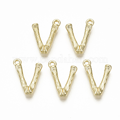 合金ペンダント  カドミウムフリー＆ニッケルフリー＆鉛フリー  竹の頭文字  18KGP本金メッキ  文字.v  v：17x12x3mm  穴：1.5mm&nbsp;LS-PALLOY-S137-001V-NR