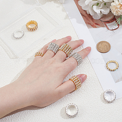 女性用アイアン＆ラインストーン指輪 10個 10スタイル  ゴールデン＆シルバー  3~14.5mm  内径：15.9~16.7mm  1個/スタイル&nbsp;RJEW-UN0003-08