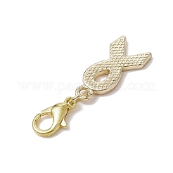 ピンクの啓発リボン型合金エナメルペンダント装飾  バッグの飾り用のロブスター クロー クラスプ チャーム  ピンク  30mm&nbsp;HJEW-JM02287
