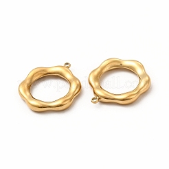 イオンプレーティング（IP）304ステンレスペンダント  花  14KGP本金メッキ  22x18.5x3.5mm  穴：1.5mm&nbsp;STAS-E185-41G