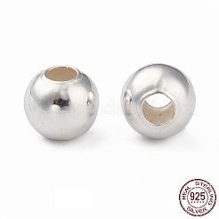 925スターリングシルバービーズ  ラウンド  銀  8mm  穴：3mm&nbsp;STER-T002-241S-8mm